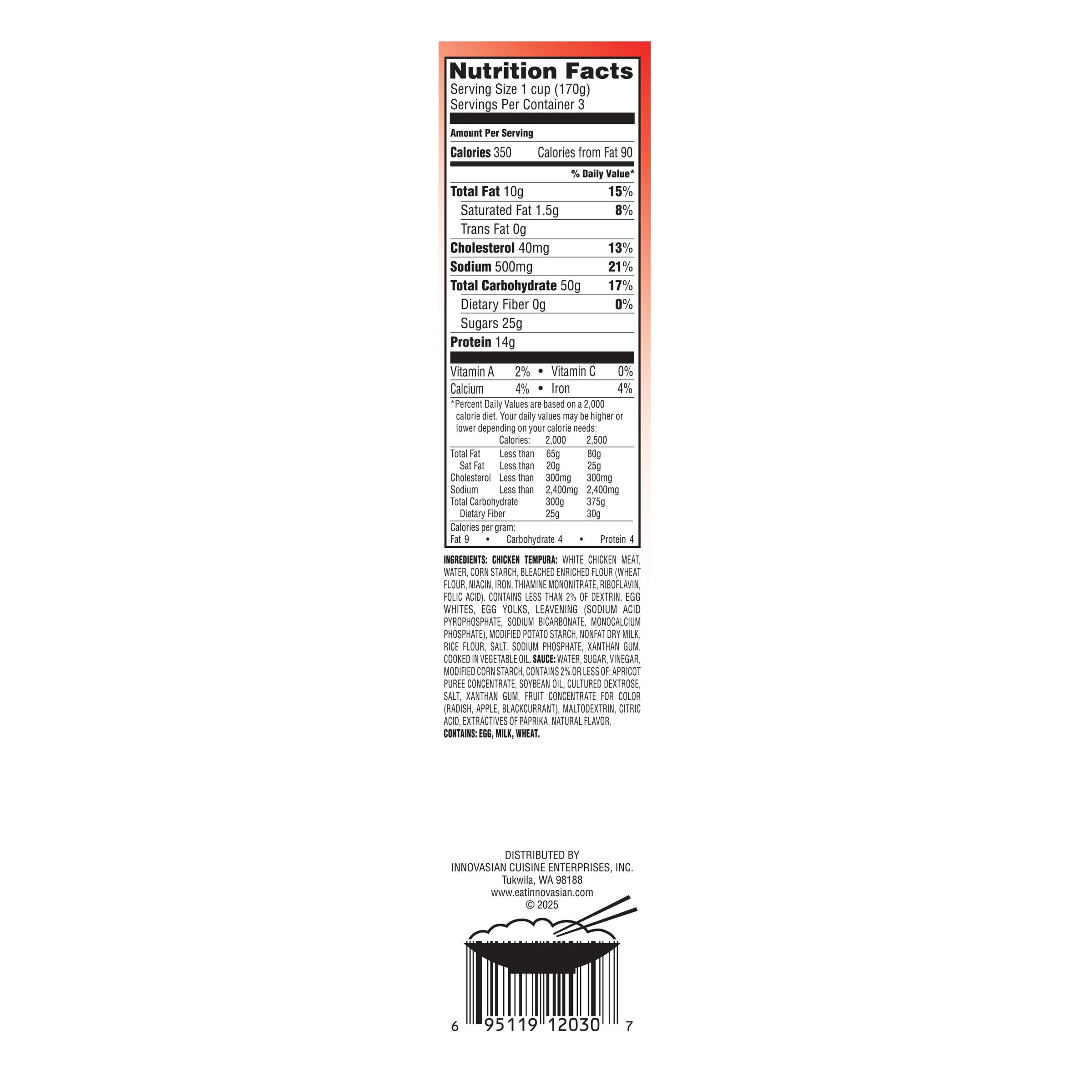 InnovAsian Sweet & Sour Chicken, 18 oz (Frozen Meal)