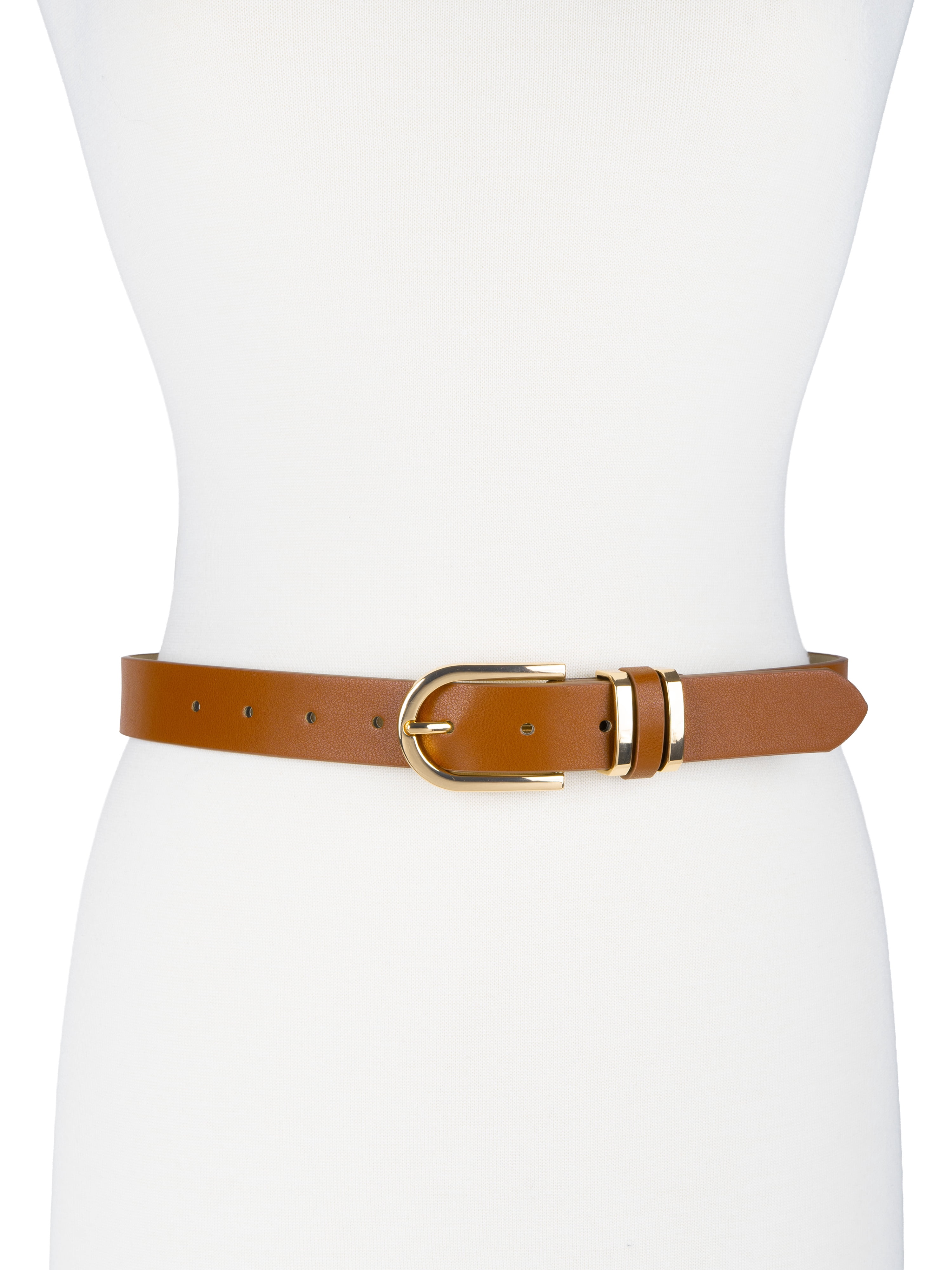 Time and Tru Women's & Women's Plus Mixed Loops Belt, Cognac