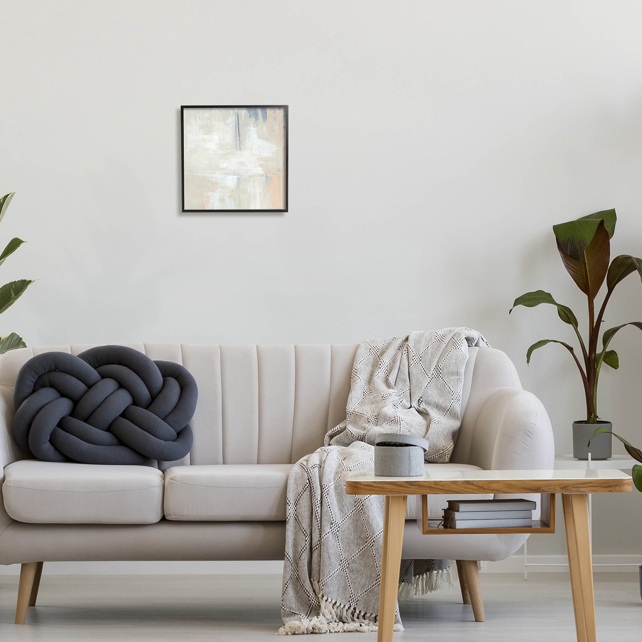 Stupell Industries Beige Modern Neutral Tones Painting Black Framed Art Print Wall Art, Design by Annie Warren