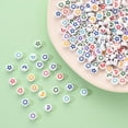 thumbnail image 6 of 1set White Opaque Acrylic Beads Flat Round with Heart & Flower & Moon & Star Cadet Blue 7x4mm Hole: 1.6mm 200pcs/set, 6 of 7