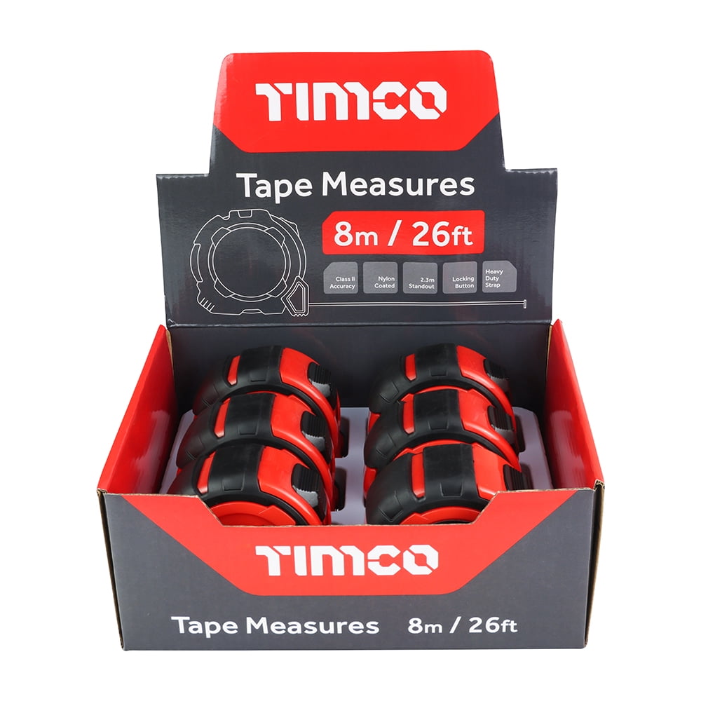 Timco - Tape Measure (Size 8m/26ft x 25mm - 1 Each)