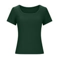 thumbnail image 3 of Hvyesh Women's Summer Scoop Neck Short Sleeve T-Shirts Ribbed Knit Slim Fitted Casual Tight Top, 3 of 4