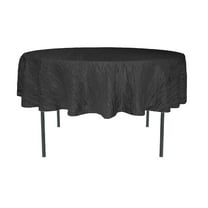 Your Chair Covers - 90 Inch Round Crinkle Taffeta Tablecloth Black