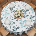 thumbnail image 2 of Farm Teal Green Leaves Round Tablecloth 54 inches Country Style Plant Leaf Rustic Floral Waterproof Oil-Proof Table Cloth Round Table Cover for Holiday Party Picnic Dinner Decor Indoor Outdoor Use, 2 of 9