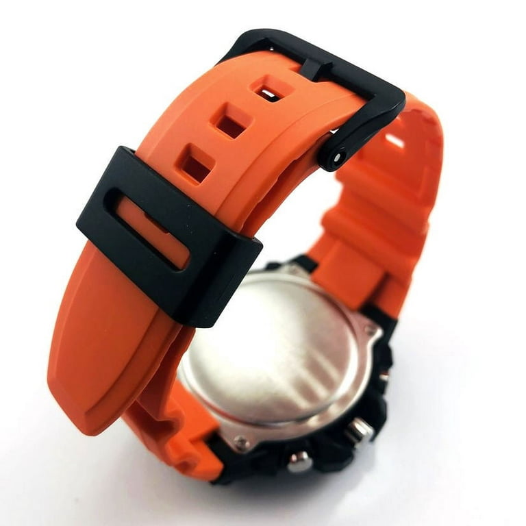 Casio Reloj deportivo de cuarzo de acero inoxidable para hombre con correa  de resina, naranja, 25 (modelo: MCW100H-4AV)