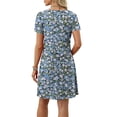 thumbnail image 4 of Tnhcen Women's Summer Vintage Print Pocket Short Sleeve Round Neck Cotton-Like Spandex Casual Dress S-2XL Breathable Loose Fit Plus Size Daywear Outfit, 4 of 7