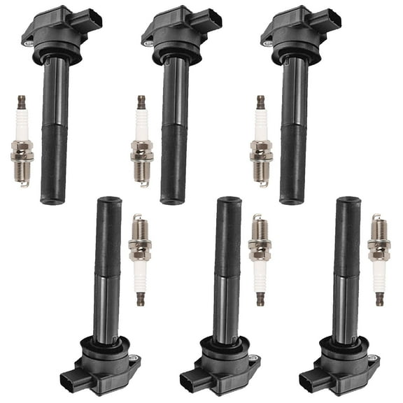 Set of 6 ISA Ignition Coil and Platinum Spark Plugs Compatible with 2004-2008 Mitsubishi Endeavor 3.8L V6 Replacement for UF481