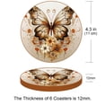 thumbnail image 3 of Butterfly Set of 6 Round Microfiber Leather Coasters, 11x11 cm/4.3x4.3 in Drink Coasters for Home and Office, Heat, Stylish Table Mats, 3 of 6