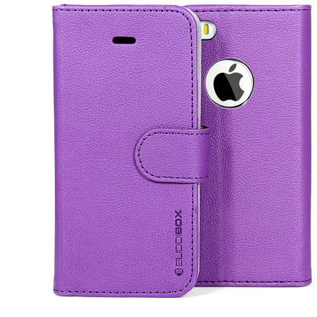 BUDDIBOX iPhone 5S / 5 Case Premium PU Durable Leather Wallet Folio Protective Cover Case for Apple iPhone 5 /