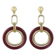 thumbnail image 2 of Pendientes de gota de doble grande vintage cuelgan mujeres niñas boda gris marrón Sunnimix Double Circle Drop Earrings, 2 of 5