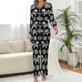 thumbnail image 2 of Top-kevin Women's Pajama Sets Black White Floral Horse Long Sleeve Lounge Sets Pjs Sleepwear with Pockets, 2 of 6