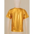 thumbnail image 3 of Manyakai Kids Girls Boys Shiny Metallic T-Shirt Short Sleeves Hip Hop Jazz Dance Performance Tees Gold 160, 3 of 7