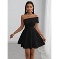 thumbnail image 6 of Black Off-Shoulder Fit & Flare Mini Dress For Party Wedding Dinner, 6 of 8