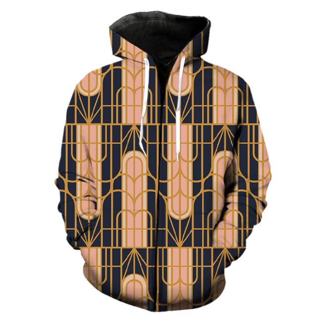 Abstract Pattern Men's Zipper Hoodie Fashion Teens Cool 3D Printed Spring Oversized Casual Tops Long Sleeve With Hood Jackets