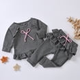 thumbnail image 3 of IROINNID Toddler Girl's Long Sleeve Solid Tops Ruffles Pants Outfits Set, 3 of 9