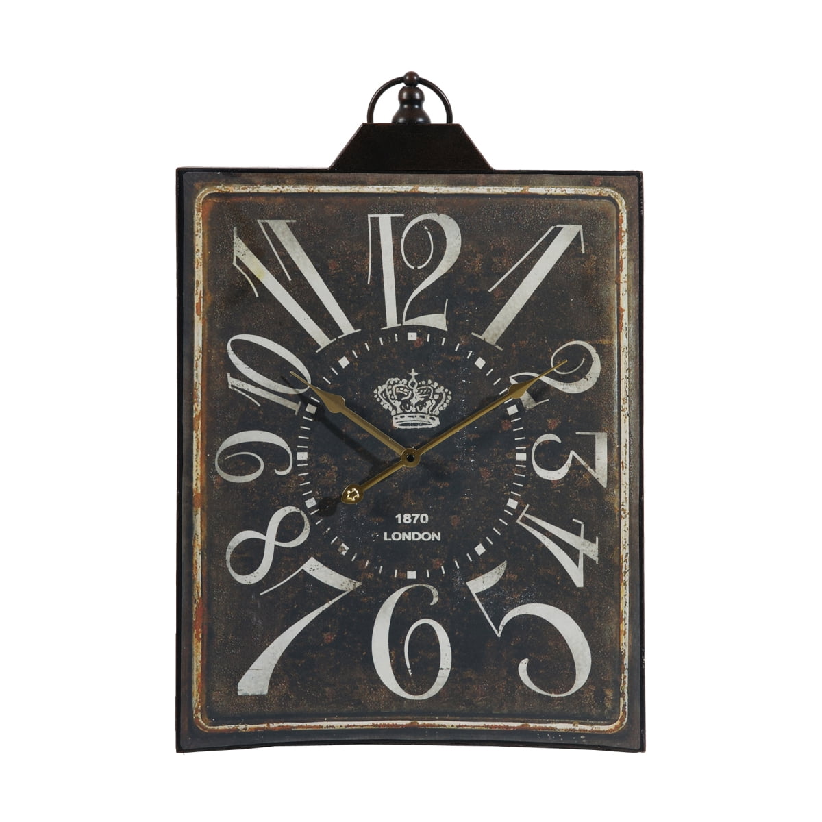 Large Vintage Black Rectangular Wall Clock White Numerals Home Decor Accent Clock