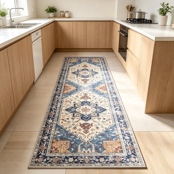 Tripumer Runner Rug 2'x6' Vintage Oriental Non Slip Hallway Rug for Kitchen Entryway Bedroom