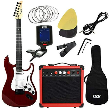 LyxPro Electric Guitar with 20w Amp, Package Includes All Accessories, Digital Tuner, Strings, Picks, Tremolo Bar, Shoulder Strap, and Case Bag Complete Beginner Starter kit Pack Full (Best Digital Guitar Amps)