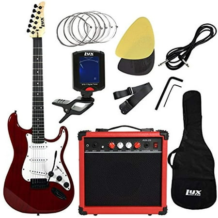 Access Guitar Amp Pack (LyxPro Electric Guitar with 20w Amp, Package Includes All Accessories, Digital Tuner, Strings, Picks, Tremolo Bar, Shoulder Strap, and Case Bag Complete Beginner Starter kit Pack Full)