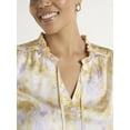 thumbnail image 4 of Time and Tru Women's Silky Satin Ruffle Neck Blouse, Sizes XS-XXXL, 4 of 4