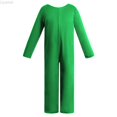 thumbnail image 2 of Liyamei Kids Solid Green Long Sleeve Jumpsuit Full Body Bodysuit 5-12Y, 2 of 5