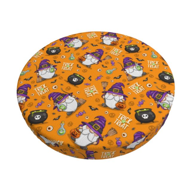 Balery Halloween Witches Gnome Fundas de asiento para taburete de bar redondo de tela de terciopelo ajustables que protegen de arañazos y manchas para sillas de 14 a 17 pulgadas.-14 inch