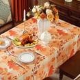 thumbnail image 2 of Thanksgiving Tablecloth for Rectangle Table 60X102,Orange Buffalo Plaid with Leaves Table Cloth,Waterproof Checkered Table Fabric,Farmhouse Table Cover,Fall Decoration for Harvest Holiday, 2 of 6