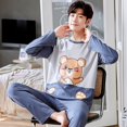 thumbnail image 1 of Printemps Automne Plus 5TG Pyjama Tricoté pour Hommes à Carreaux Ensembles de Pyjamas Décontractés Mode Nuit, 1 of 5