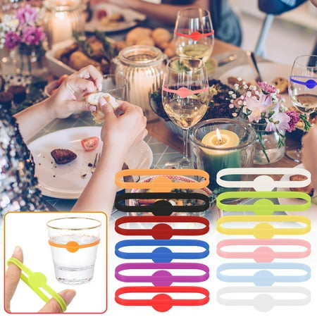 

Hueook Cups Silicone Wine Cup Glass Markers Party Goblet Wine Drinking Cup Marking Tag Kitchen Decor
