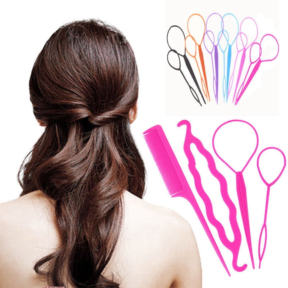 Jiameiyue 4 Pcs/Set Styling Clip Bun Maker Hair Design Twist Braid Ponytail  Tool Accessory 