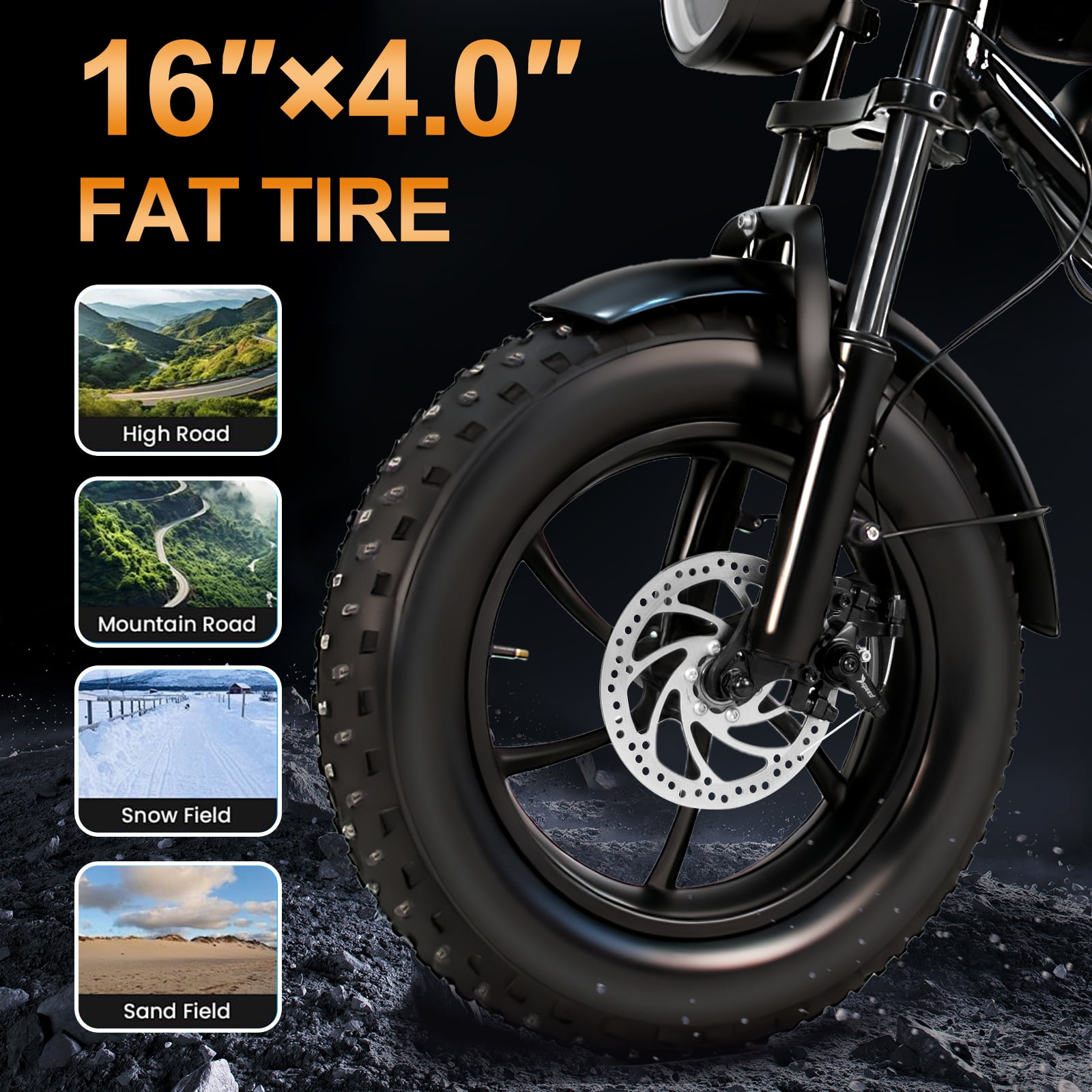 Smartravel e-bike dk400, Electric Bike for Adults,1200W Motor E-Mountain Bike 48V 15Ah, 16" Fat Tire, rear rack, cycling bag, UL2849