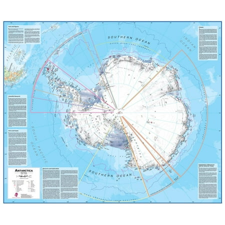 Waypoint Geographic Antarctica 1:7 Wall Map - Laminated