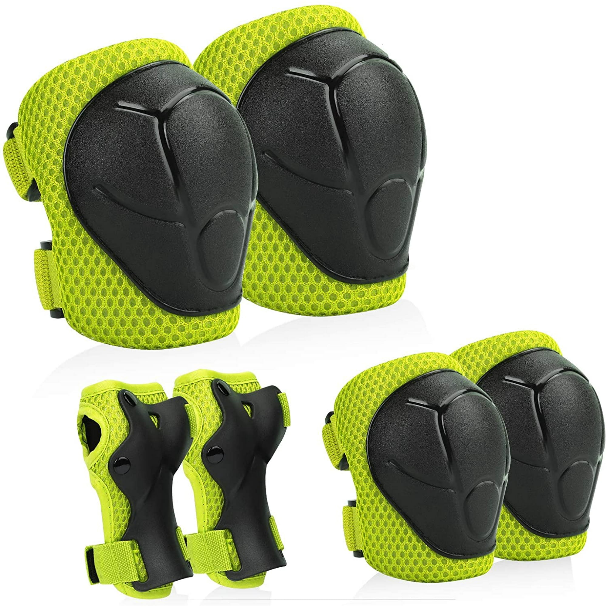 Kids Youth Protective Gear Upgraded Knee Pads Elbow Pads Wrist Guards 6 in 1 Safety Pads Set with Adjustable Strap for Rollerblading Skateboard