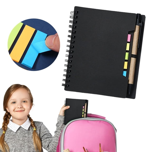 Plertrvy small spiral notebook Gray Pocket Dividers with Pockets, Back to Study Notebook for Students, Classroom Notes, Office and Home Study