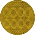thumbnail image 1 of Ahgly Company Machine Washable Indoor Round Persian Yellow Traditional Area Rugs, 4' Round, 1 of 4