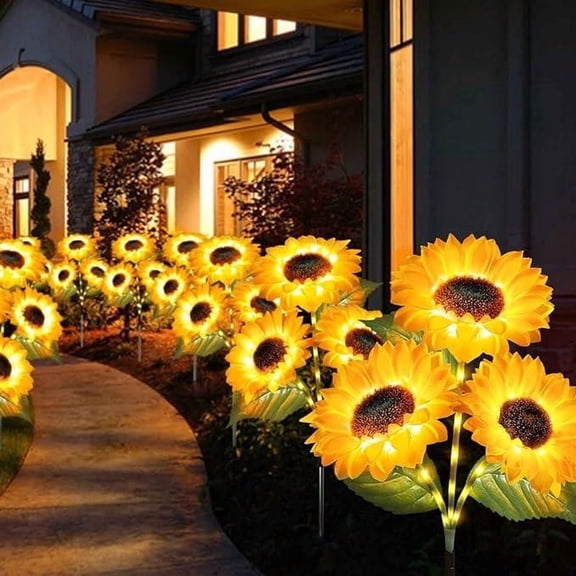 Solar LED Sunflower Garden Lights Outdoor Waterproof Decorative Lighting For Yard Patio Pathway(Yellow)