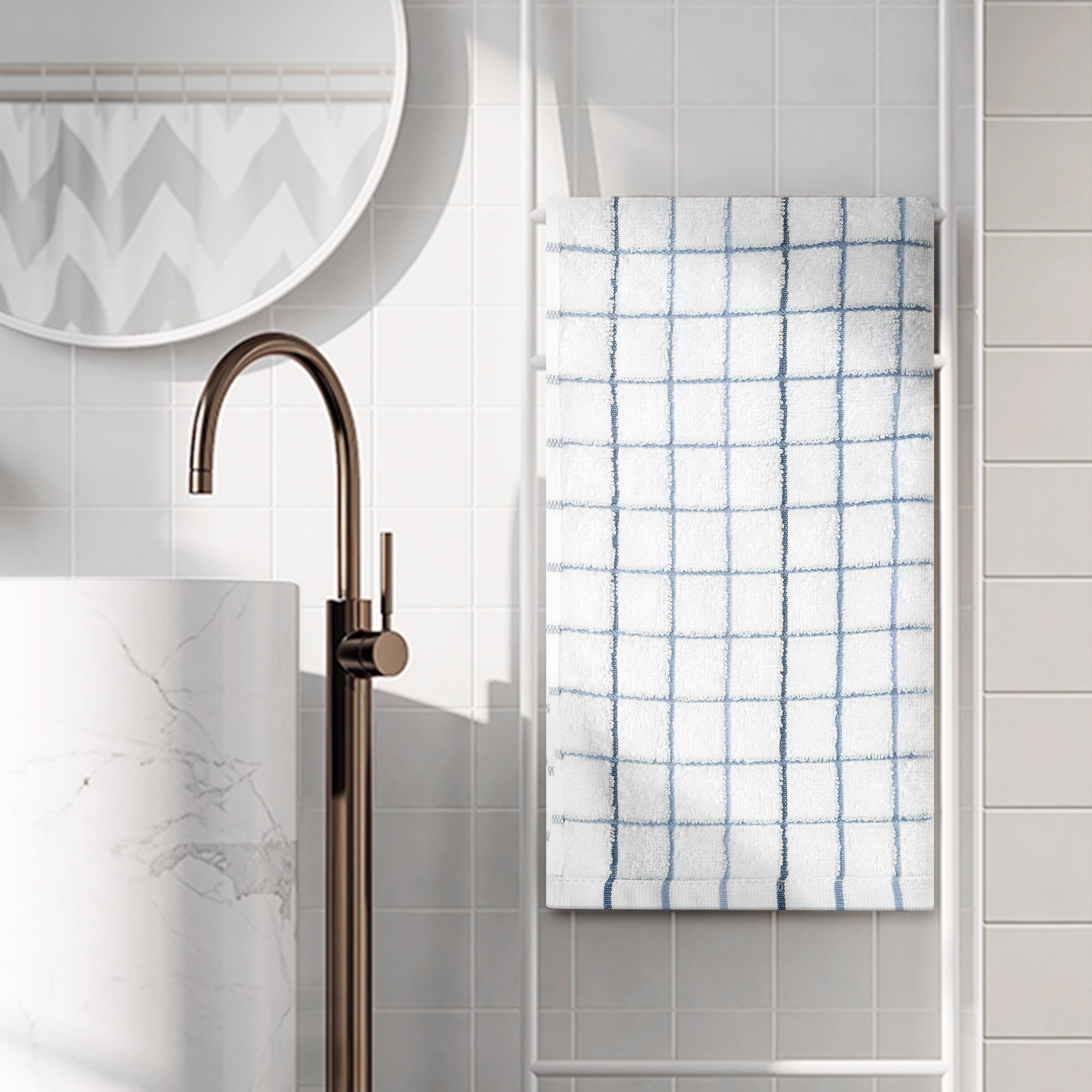 Unique Bargains Bathroom Hand Towels Soft Absorbent Kitchen Towel Sets 14" x 28" Blue 2pk