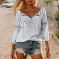 thumbnail image 2 of Riforla Women's off Shoulder Linen and Lace Trim Long Sleeve Top Stylish and Comfortable Womens Tops Grey XL, 2 of 4