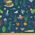 thumbnail image 2 of Ambesonne Aqua Jellyfish Fabric by the Yard Upholstery, Sea Life Elements, 2 Yards, Night Blue Multicolor, 2 of 5