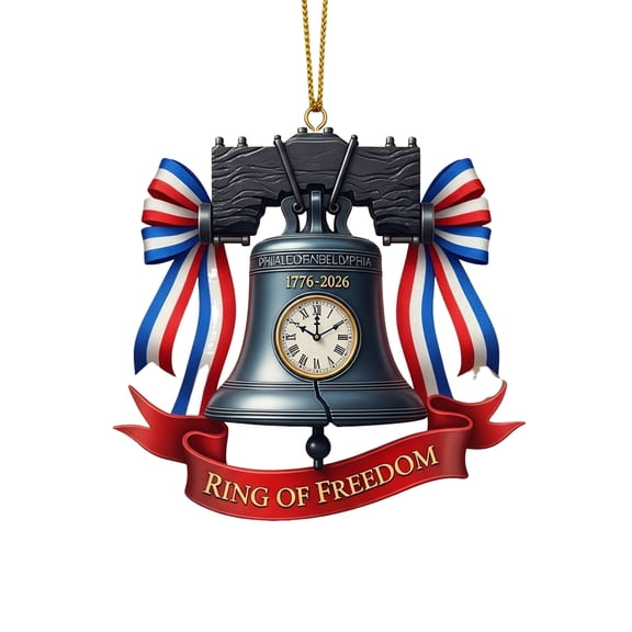 USA 250th Anniversary Bell Ornament - Red & Gold Commemorative Hanging Decor, Vintage-Style Metal Commemorative Doorbell for Patriotic Holidays, Christmas Tree (Red*Blue)