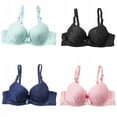 thumbnail image 2 of Fashion Thin Ladies Solid Color Bow 3/4 Cup Smooth Lace Adjustable Gathered Bra, 2 of 3