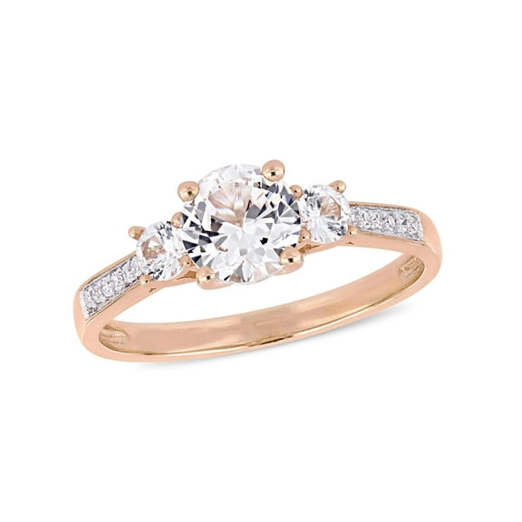Everly Women's Created Sapphire and Diamond 10k Rose Gold Ring