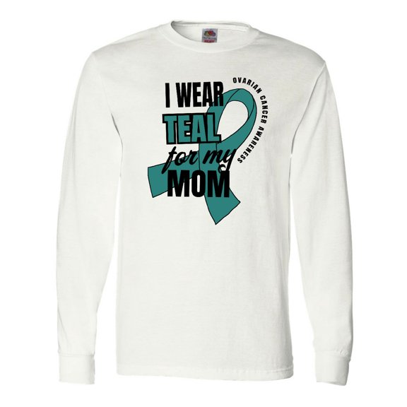 Inktastic I Wear Teal for My Mom Ovarian Cancer Awareness Long Sleeve T-Shirt