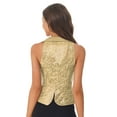 thumbnail image 4 of Hansber Womens Sequin Vest Sparkle Glitter Concert Party Dressy Waistcoat Disco Dance Shiny Jacket Top Gold S, 4 of 6