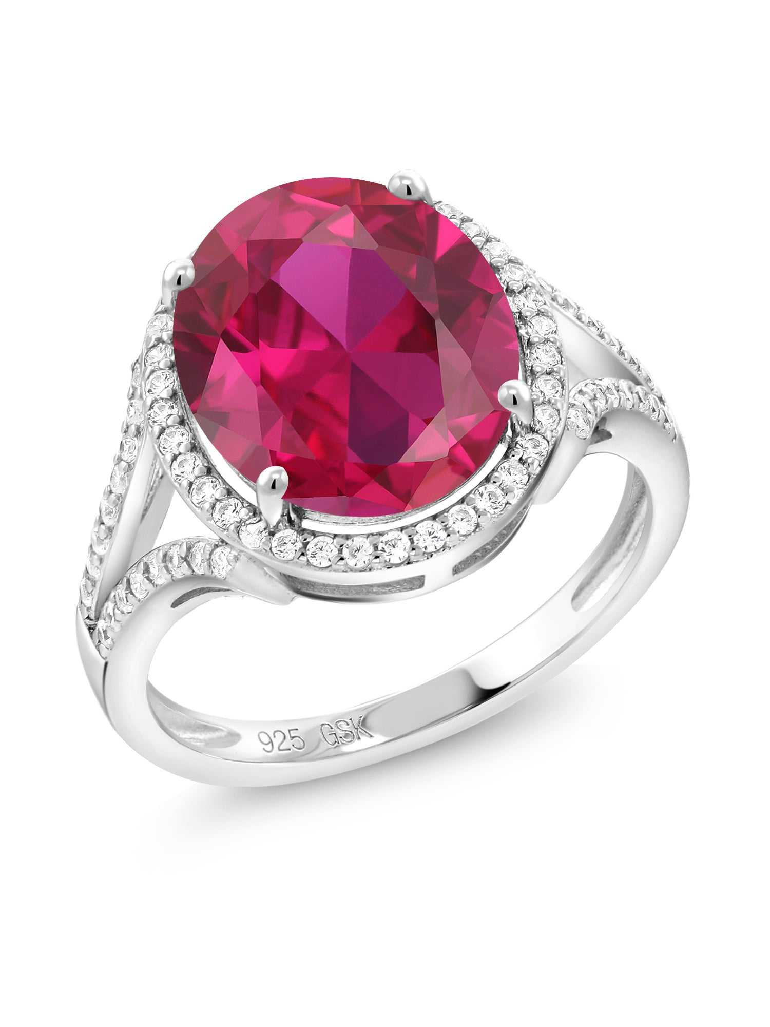 .925 Sterling Silver Oval Cut Ruby CZ Birthstone Promise Ring Size 5 6 7 8 NEW 