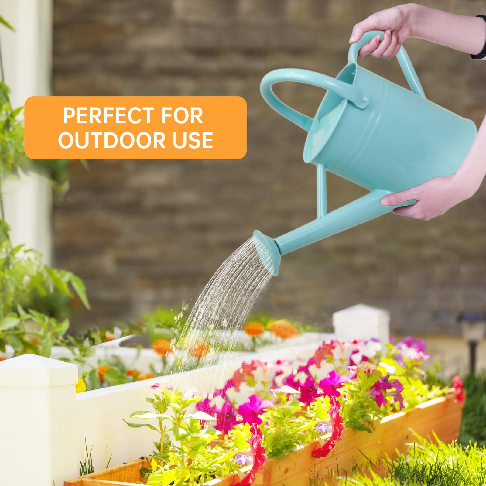 Metal Watering Can for Outdoor Plants, Galvanized Steel Watering Can with Removable spout, 1 Gallon,Perfect Home & Garden Décor Cream Green - MINT
