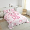 thumbnail image 3 of jejeloiu Personalized Gifts Bowtie Queen Comforter Set,Letter S Bedding Sets,Pink Bow Bowknot Bedding Comforter Set,Lightweight Room Decoration Reversible,3 Pieces, 3 of 8