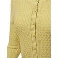 thumbnail image 4 of A2Y Women's Solid Cropped 3/4 Sleeve Button Down Crew Neck Knit Cardigan Sweater Baby Yellow S, 4 of 5