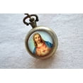 thumbnail image 2 of Sacred Heart of Jesus Christ Christian Religious Necklace Pocket Watch, PW-JC-1, 2 of 4