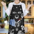 thumbnail image 6 of Black Gothic Sun Moon Flower Pattern Apron-Garden Aprons for Women with Pockets-Cotton Linen Waterproof Kitchen Cooking Gardening Aprons Adjustable for Kitchen,Cooking,BBQ and Salon 33x27 Inch, 6 of 7